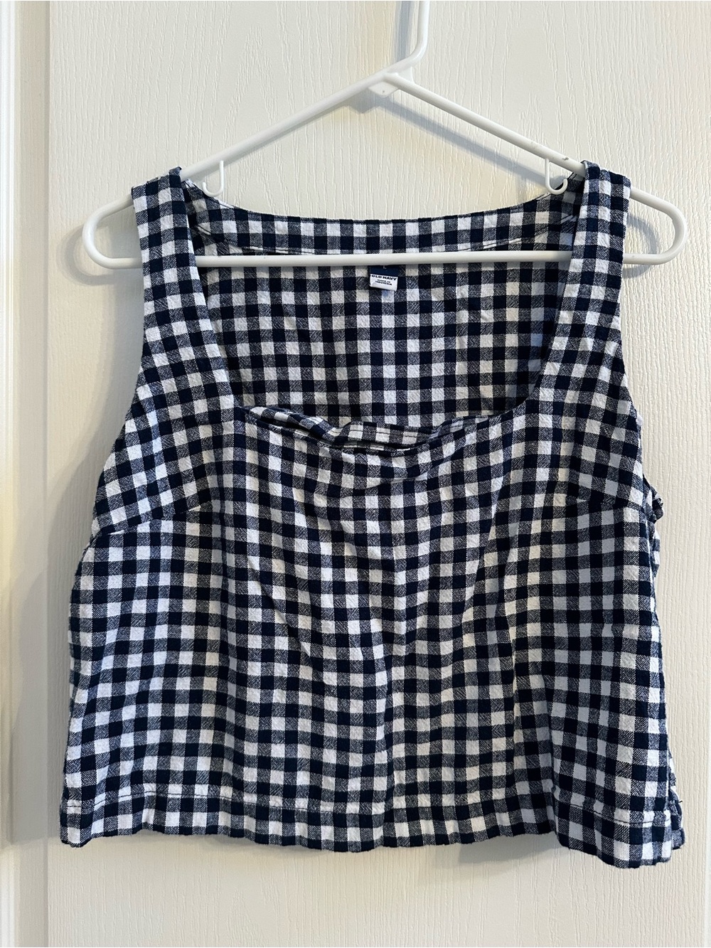 old navy white and navy linen gingham tank